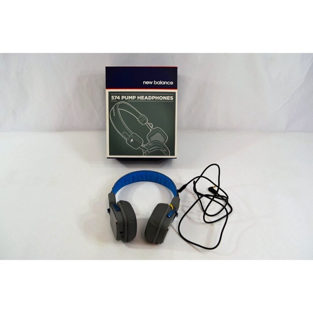 New Balance 574 Pump Headphones Gray On Ear Wireless w/ Earpiece Controls & Box
